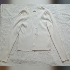 Wilfred Button-Up Cardigan, White, Size XL.